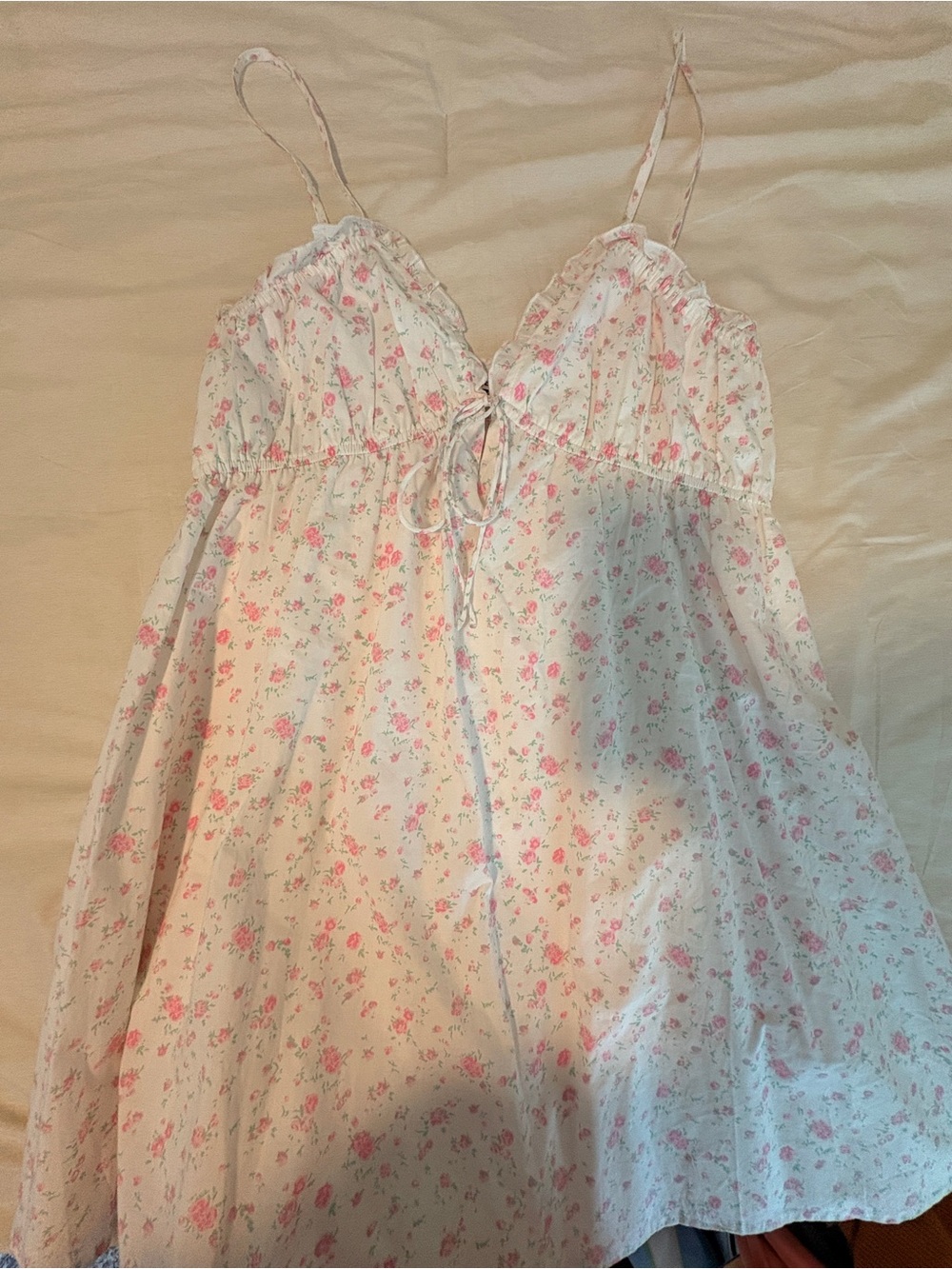 Floral Tie-Front Babydoll Dress - Pink Floral
